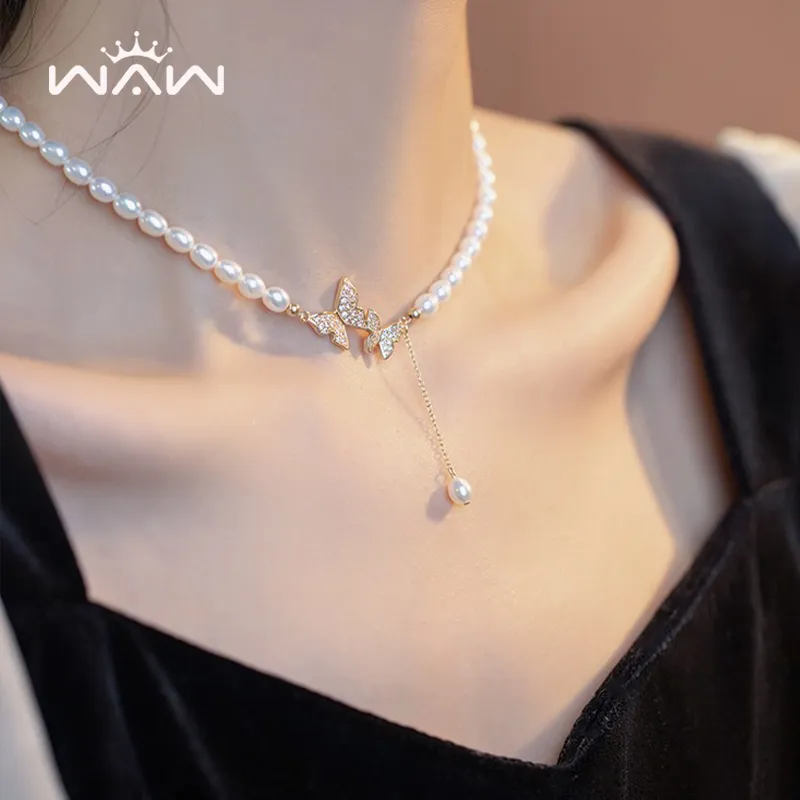 WAW Gold Plated Copper Freshwater Pearl Necklaces Women's-4