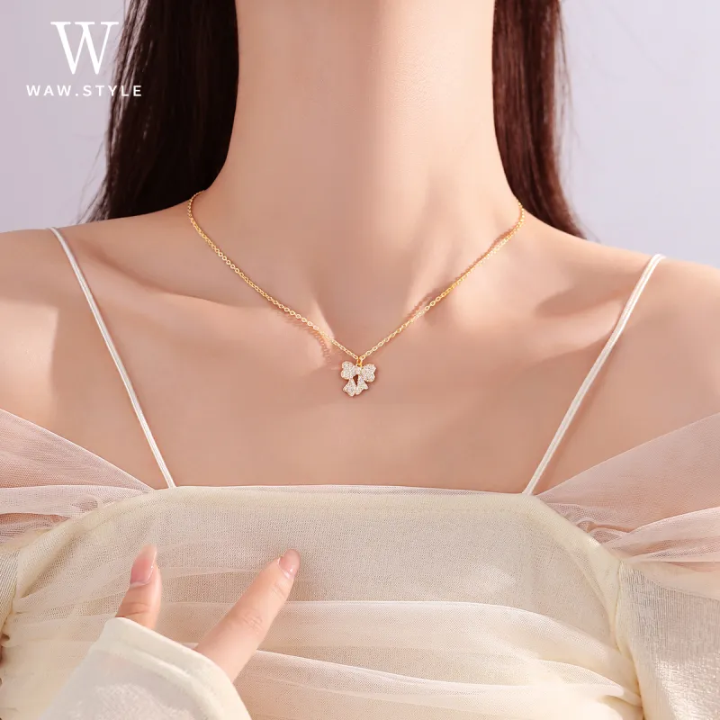 WAW Copper Gold plated Zircon Necklaces Women's-2