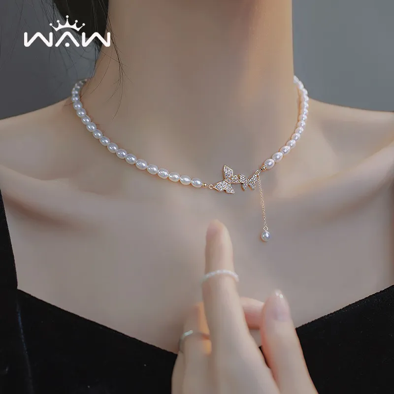 WAW Gold Plated Copper Freshwater Pearl Necklaces Women's-1