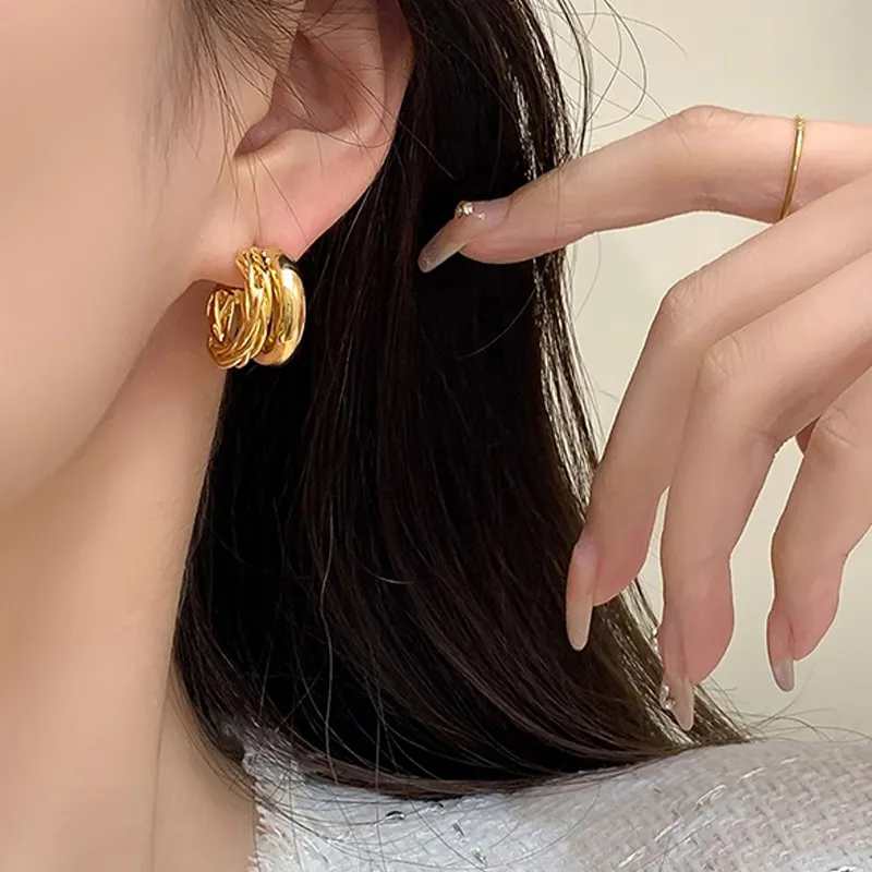 WAW Gold Plated Copper Earrings Women's-11
