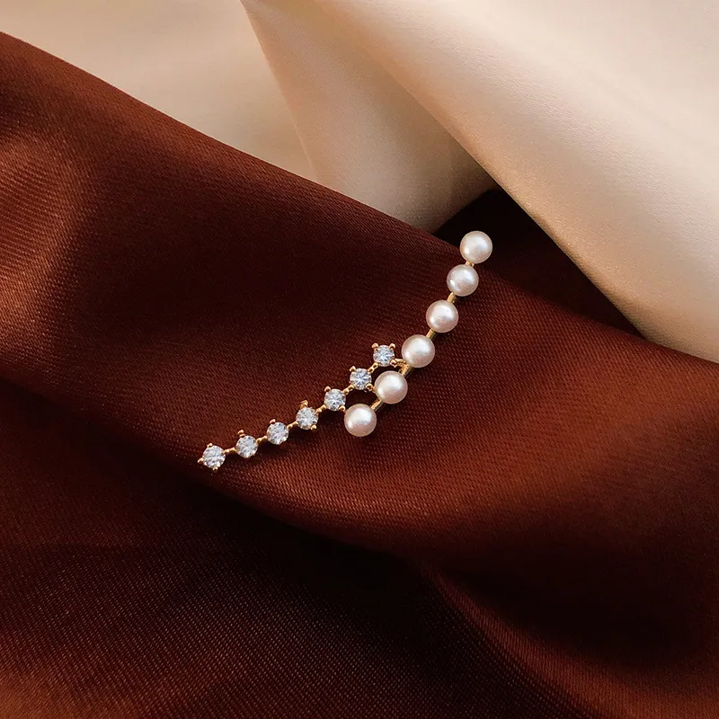 WAW Faux Pearl Gold Plated Copper Stud Earrings Women's-5