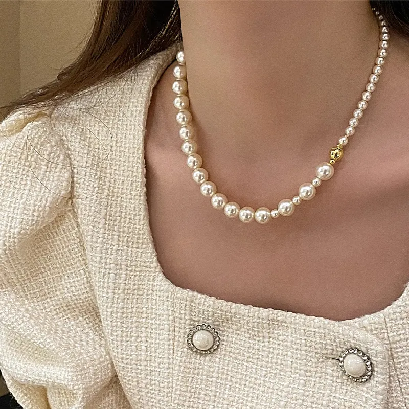 WAW Gold Plated Copper Faux Pearl Necklaces Women's-2