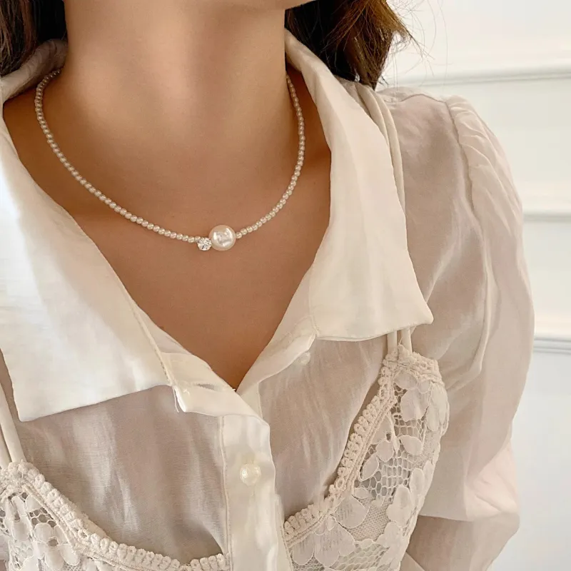 WAW Zircon, Faux Pearl, Gold Plated Copper Necklaces Women's-1