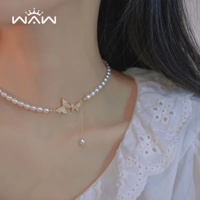 WAW Gold Plated Copper Freshwater Pearl Necklaces Women's-2
