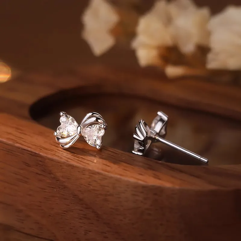 WAW S999 Sterling Silver Stud With Zircon Stud Earrings Women's-4