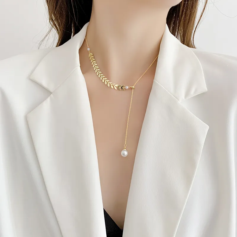 WAW Gold Plated Copper Artificial Pearl Necklaces Women's-5