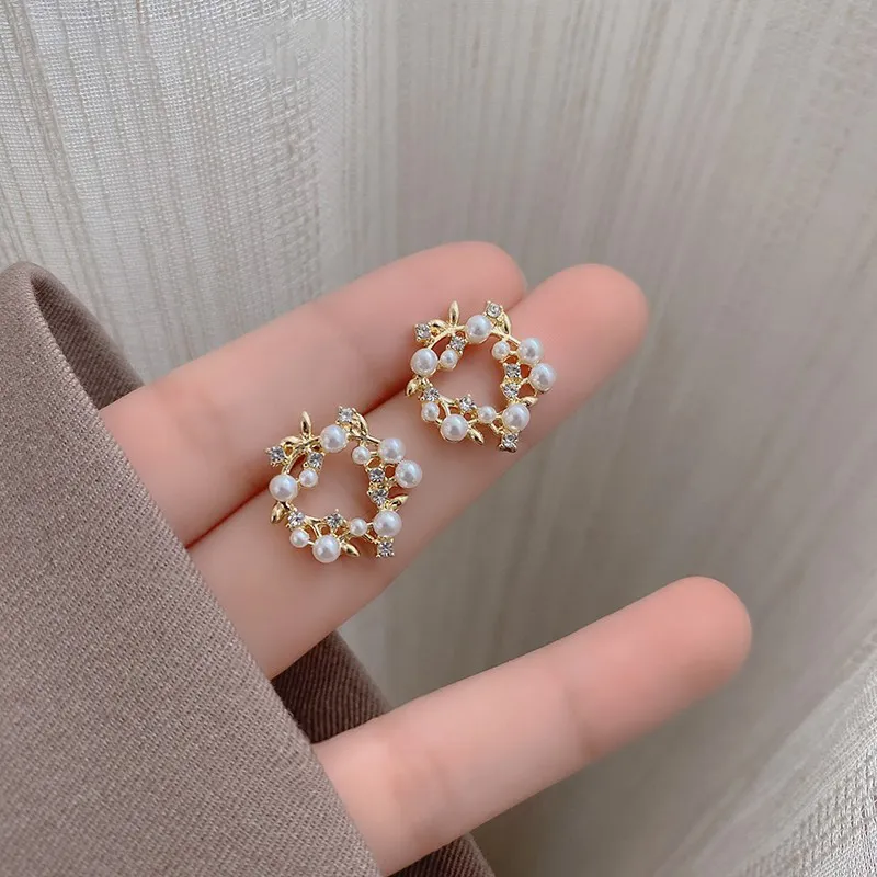 WAW Faux Pearl, Gold Plated Copper Stud Earrings Women's-3