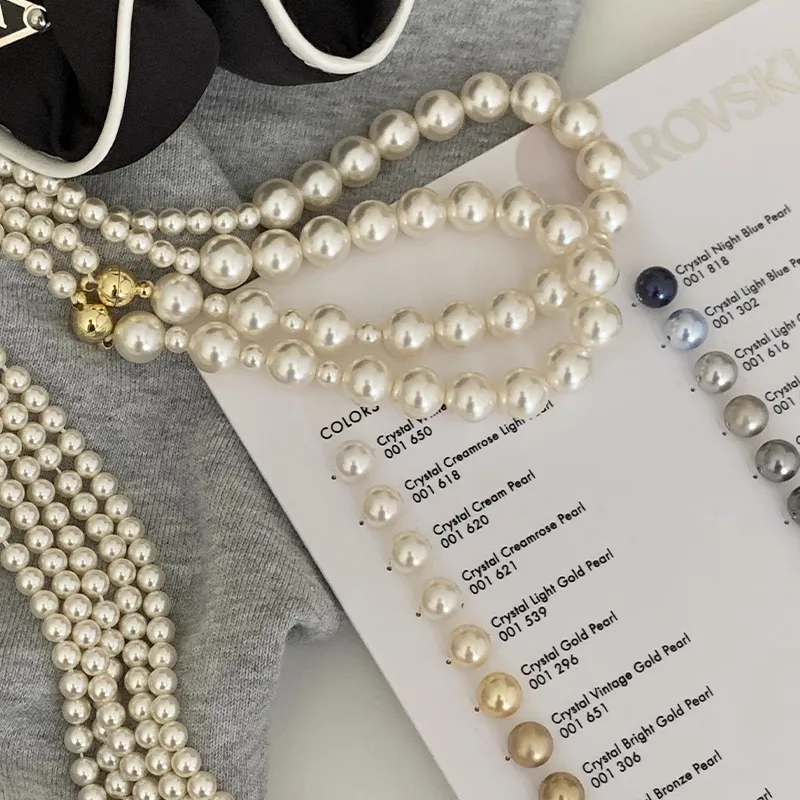 WAW Gold Plated Copper Faux Pearl Necklaces Women's-4