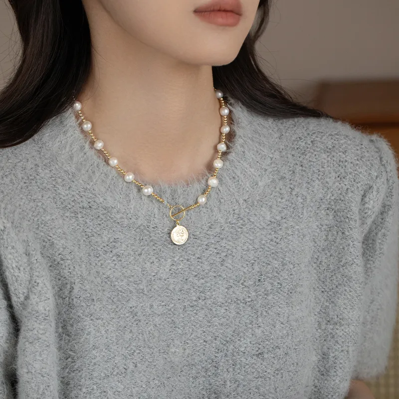 WAW Gold Plated Copper Pearl Necklaces Women's-2