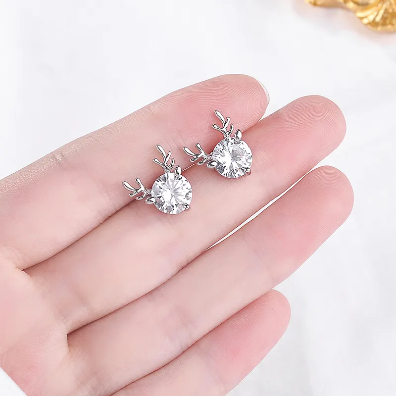 WAW Artificial Zircon Stud Earrings Women's-3