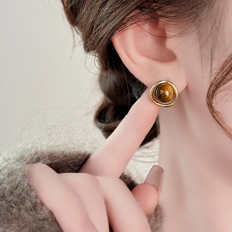 WAW Gold Plated Copper Glass Earrings Women's-4