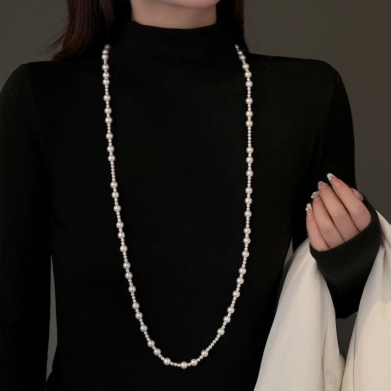 WAW Gold Plated Copper Zircon Faux Pearl Necklaces Women's-4