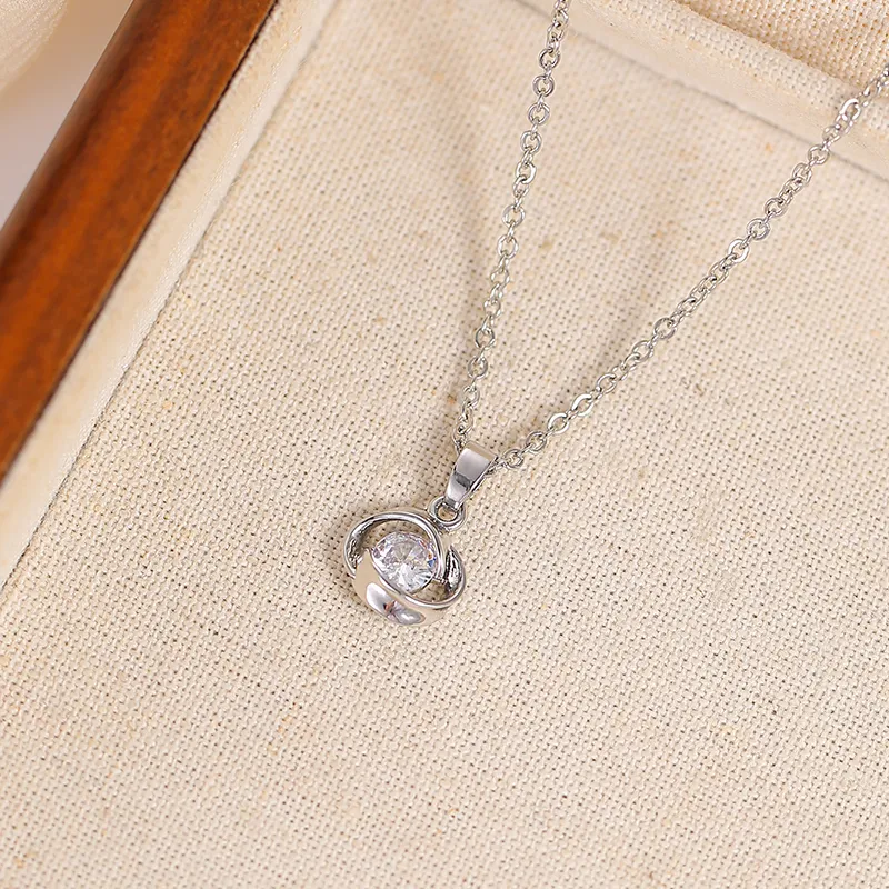 WAW Copper Gold plated Zircon Necklaces Women's-2