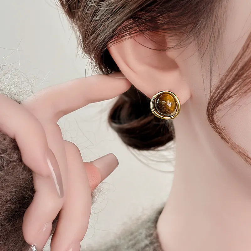 WAW Gold Plated Copper Glass Earrings Women's-2