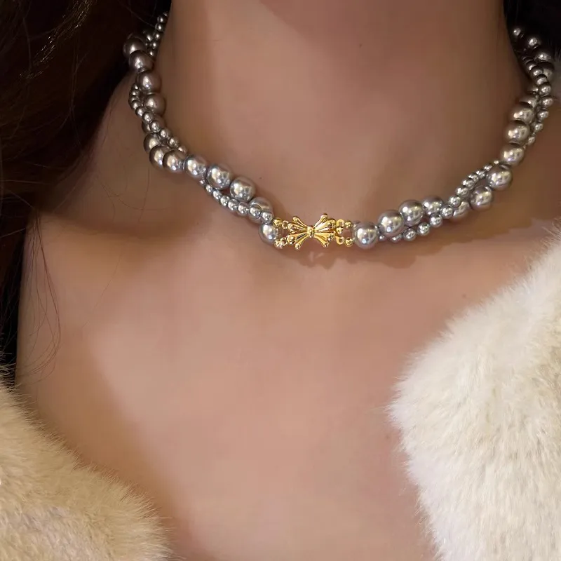WAW Gold Plated Copper Faux Pearl Necklaces Women's-2