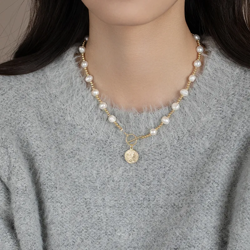 WAW Gold Plated Copper Pearl Necklaces Women's-4