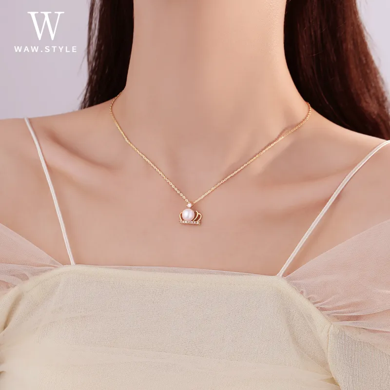 WAW Gold Plated Copper Faux Pearl Necklaces Women's-7