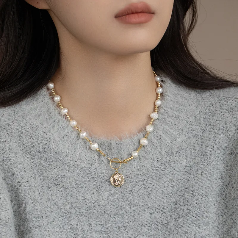 WAW Gold Plated Copper Pearl Necklaces Women's-3