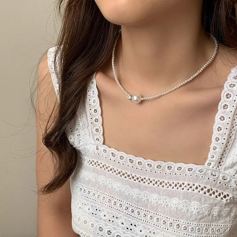 WAW Zircon, Faux Pearl, Gold Plated Copper Necklaces Women's-4