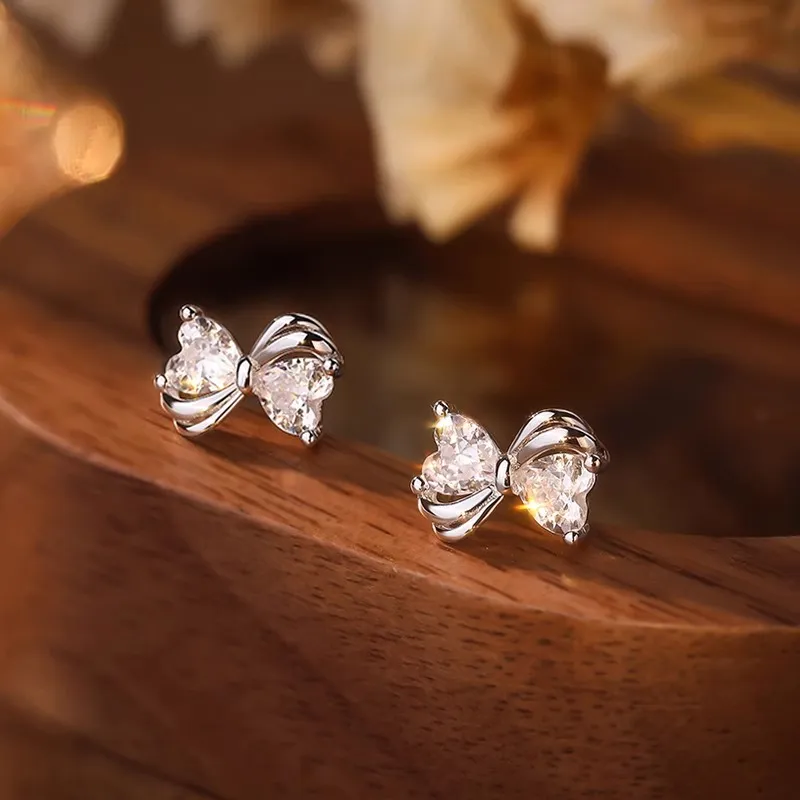 WAW S999 Sterling Silver Stud With Zircon Stud Earrings Women's-1