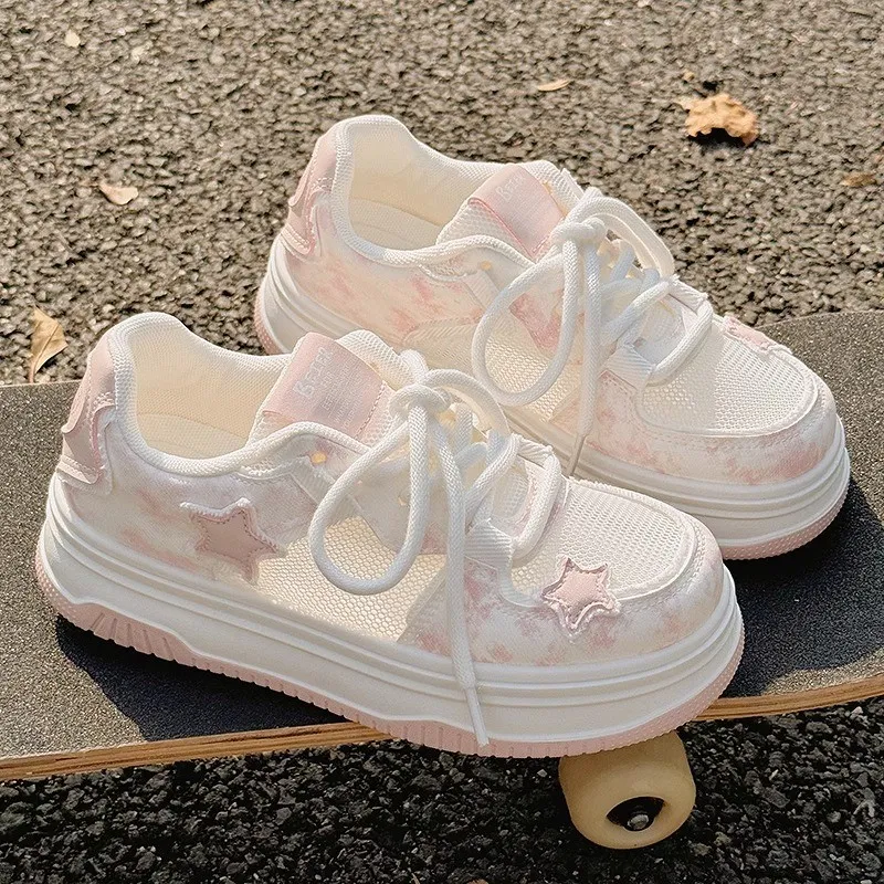 Nrillo Skateboard Shoes Women's Low Top Pink-1