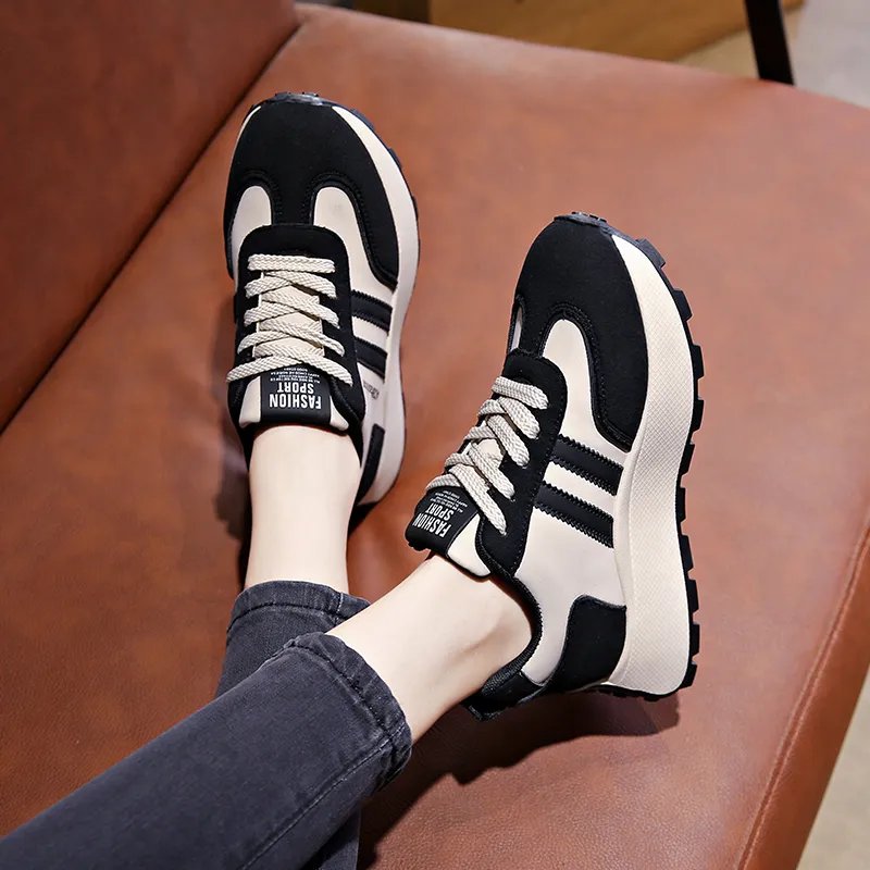 Nrillo Cushioning Anti-Slip Wear-Resistant Coverage Balance Height Increasing Rebound Low-Top Casual Shoes Women's-3