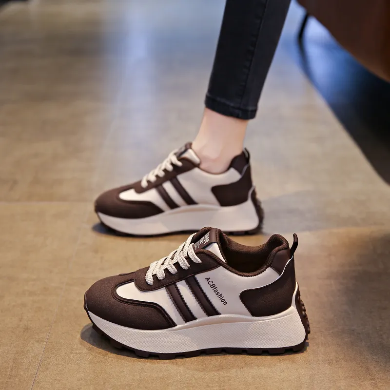 Nrillo Cushioning Anti-Slip Wear-Resistant Coverage Balance Height Increasing Rebound Low-Top Casual Shoes Women's-6