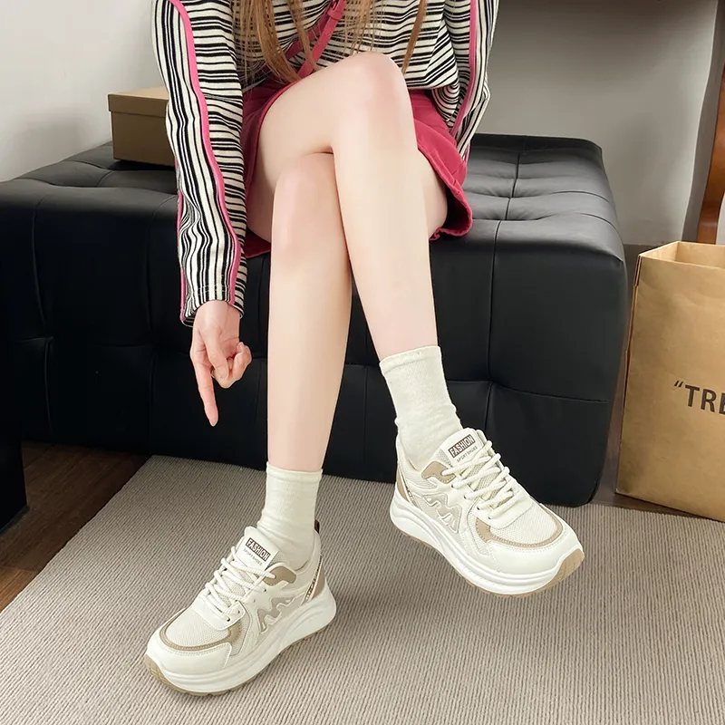 Nrillo Cushioning Anti-Slip Wear-Resistant Coverage Balance Height Increasing Rebound Low-Top Casual Shoes Women's-3
