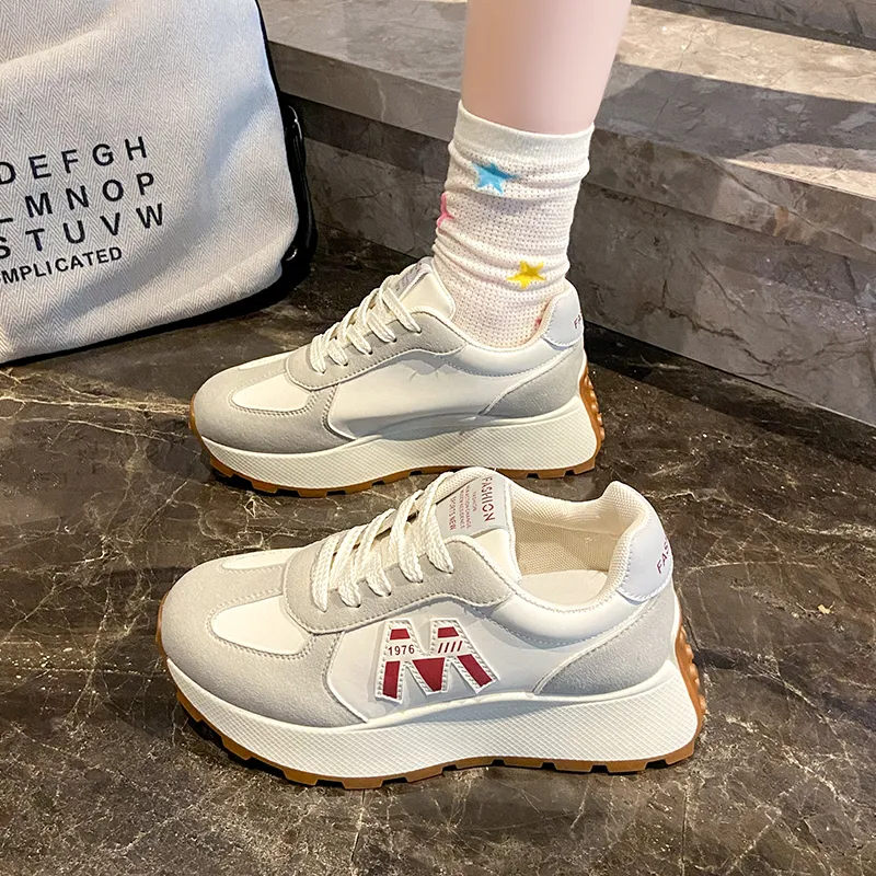 Nrillo Cushioning Anti-Slip Wear-Resistant Coverage Balance Height Increasing Rebound Low-Top Casual Shoes Women's-6