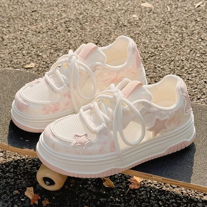 Nrillo Skateboard Shoes Women's Low Top Pink-3