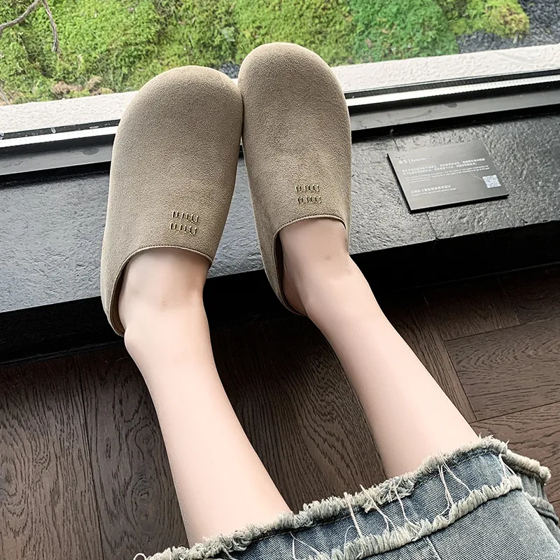 Nrillo Rubber Sole Abrasion Resistant Slip Resistant Wrap toe Slippers Women's-2