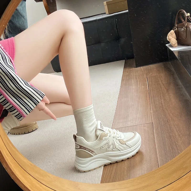 Nrillo Cushioning Anti-Slip Wear-Resistant Coverage Balance Height Increasing Rebound Low-Top Casual Shoes Women's-2