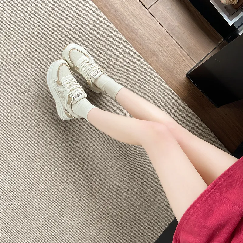 Nrillo Cushioning Anti-Slip Wear-Resistant Coverage Balance Height Increasing Rebound Low-Top Casual Shoes Women's-4