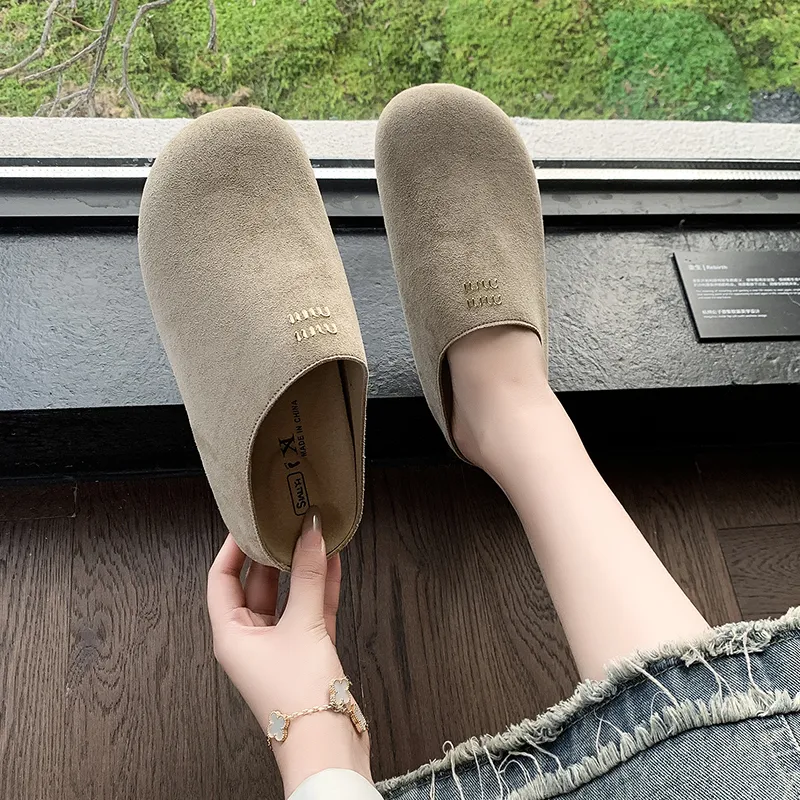 Nrillo Rubber Sole Abrasion Resistant Slip Resistant Wrap toe Slippers Women's-1