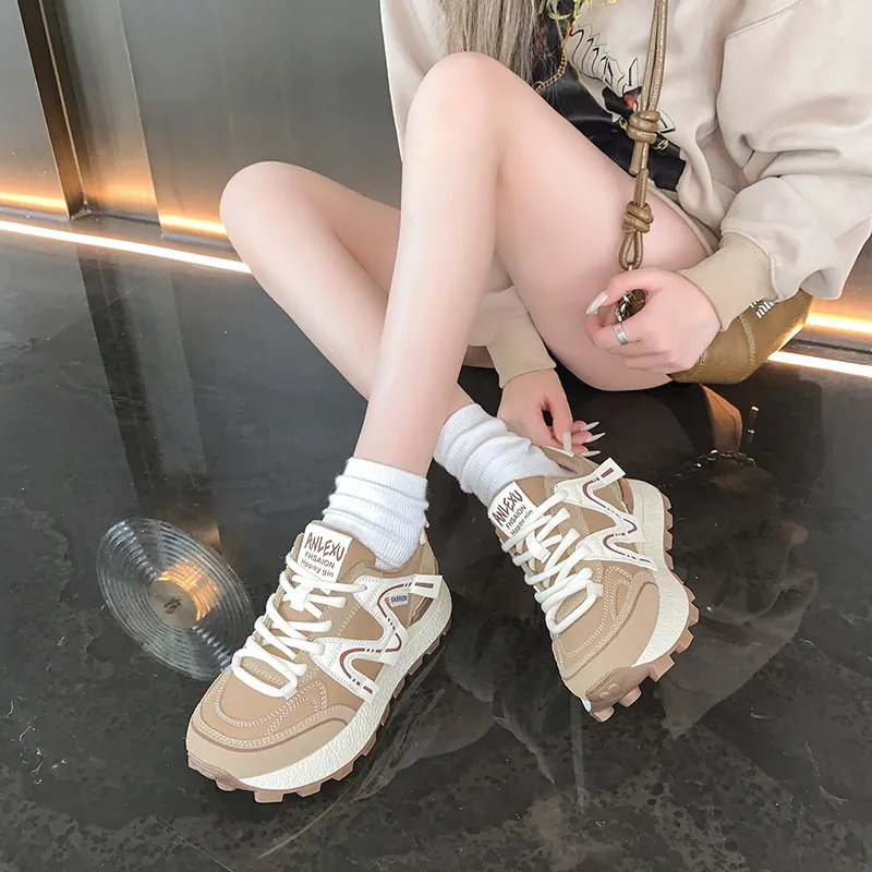 Nrillo Anti Slip Wear Resistant Breathable Height Increasing Low Top Casual Shoes Women's-7
