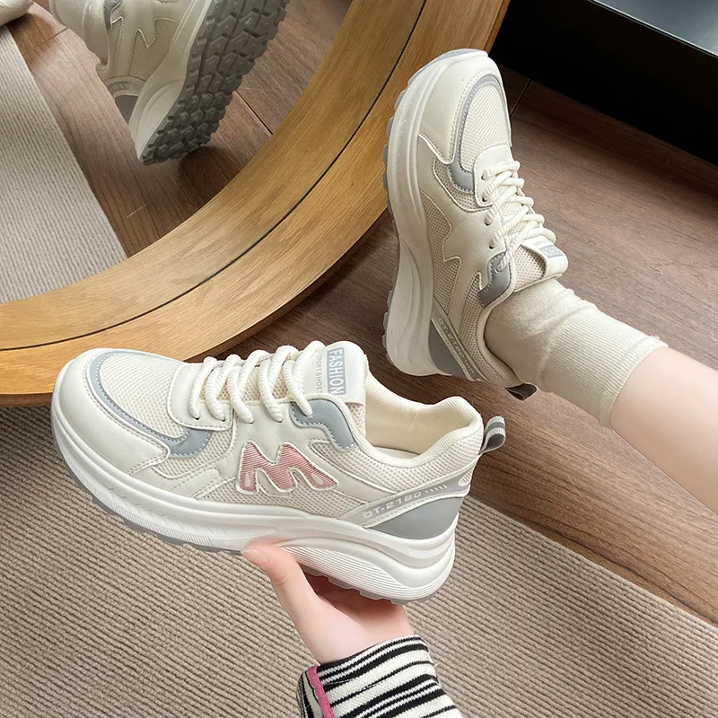 Nrillo Cushioning Anti-Slip Wear-Resistant Coverage Balance Height Increasing Rebound Low-Top Casual Shoes Women's-6