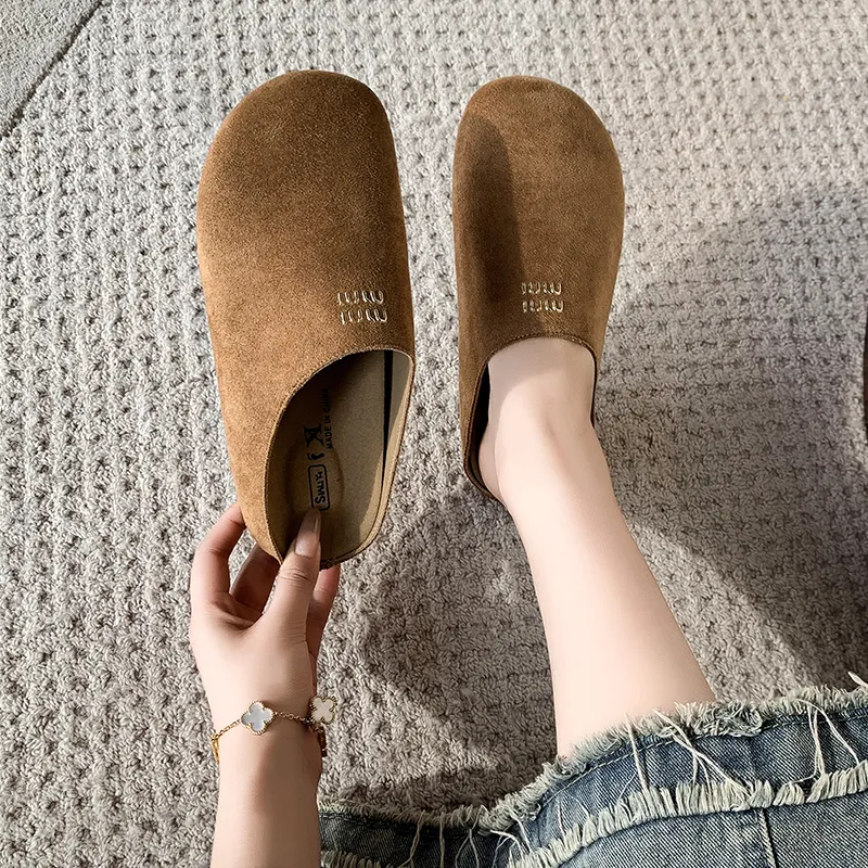 Nrillo Rubber Sole Abrasion Resistant Slip Resistant Wrap toe Slippers Women's-7