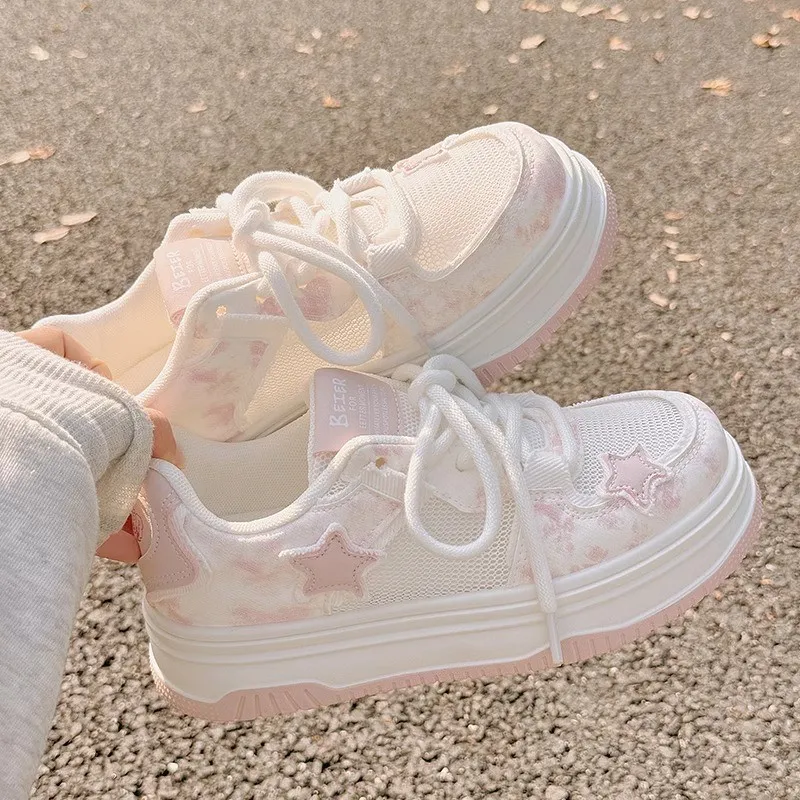 Nrillo Skateboard Shoes Women's Low Top Pink-4