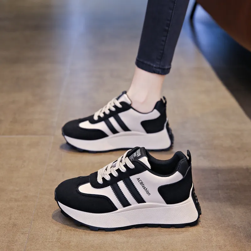 Nrillo Cushioning Anti-Slip Wear-Resistant Coverage Balance Height Increasing Rebound Low-Top Casual Shoes Women's-2