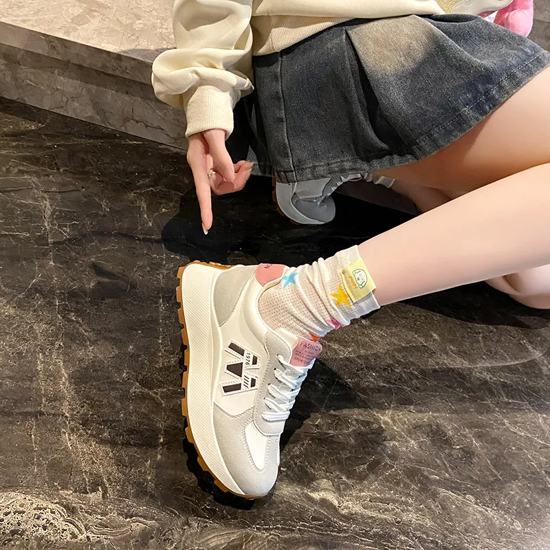 Nrillo Cushioning Anti-Slip Wear-Resistant Coverage Balance Height Increasing Rebound Low-Top Casual Shoes Women's-4