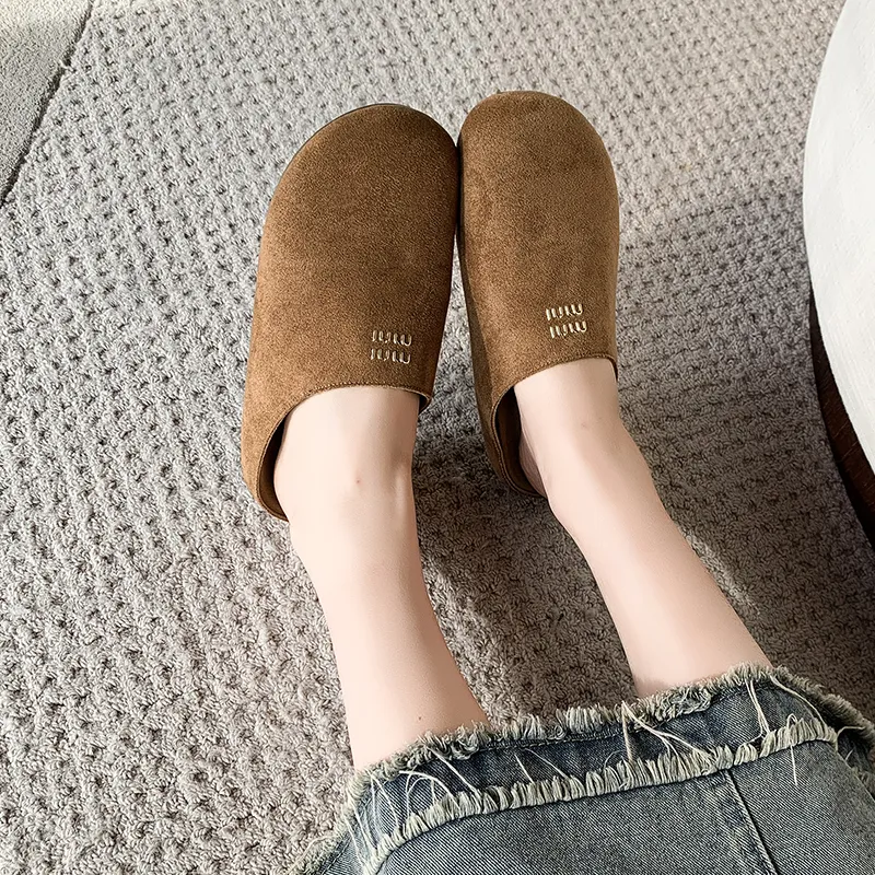 Nrillo Rubber Sole Abrasion Resistant Slip Resistant Wrap toe Slippers Women's-8
