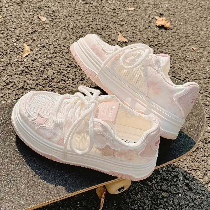Nrillo Skateboard Shoes Women's Low Top Pink-2