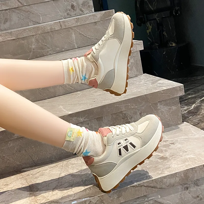 Nrillo Cushioning Anti-Slip Wear-Resistant Coverage Balance Height Increasing Rebound Low-Top Casual Shoes Women's-3