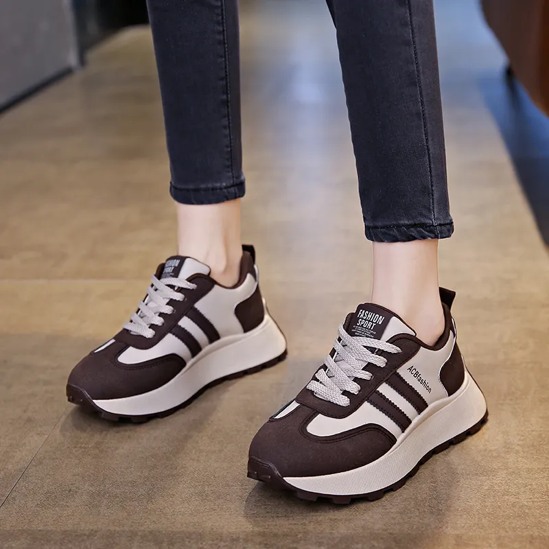 Nrillo Cushioning Anti-Slip Wear-Resistant Coverage Balance Height Increasing Rebound Low-Top Casual Shoes Women's-8