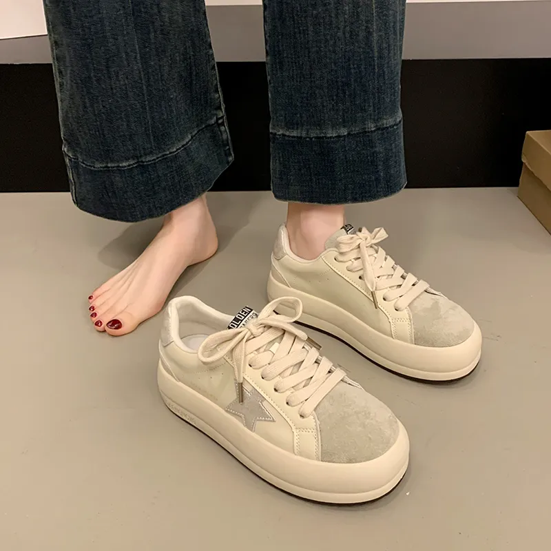 Nrillo Slip Resistant Cushioning Height Increasing Low Top Skateboard Shoes Women's-1