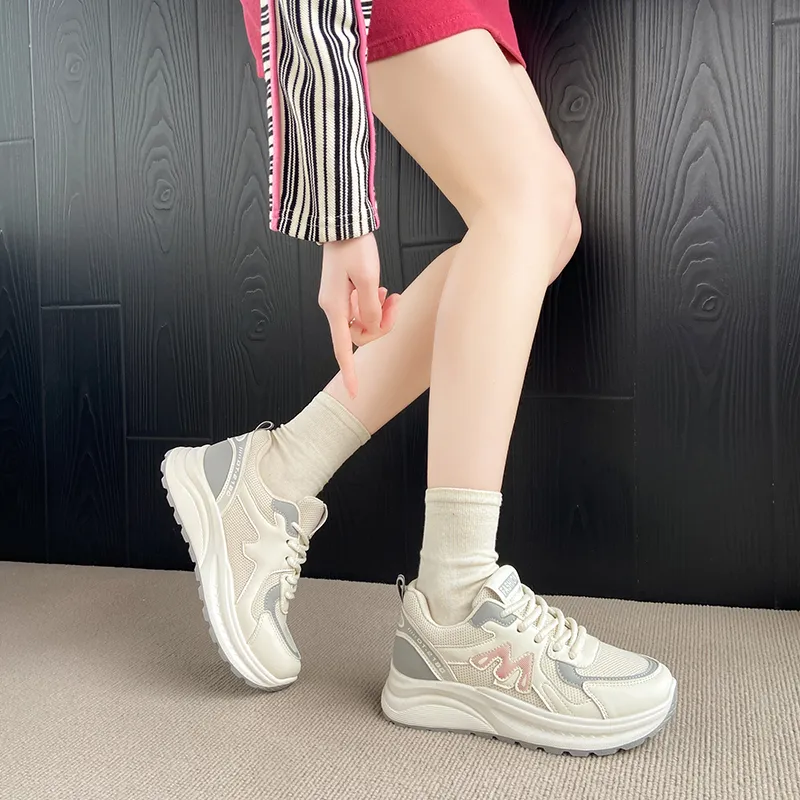 Nrillo Cushioning Anti-Slip Wear-Resistant Coverage Balance Height Increasing Rebound Low-Top Casual Shoes Women's-9