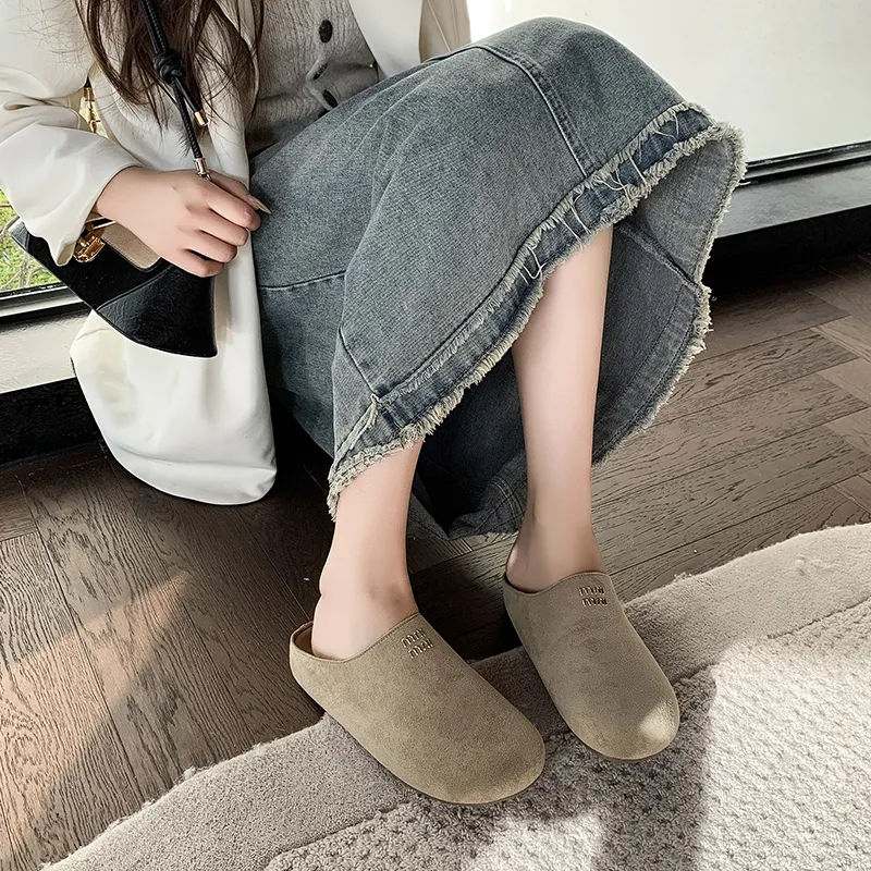 Nrillo Rubber Sole Abrasion Resistant Slip Resistant Wrap toe Slippers Women's-3