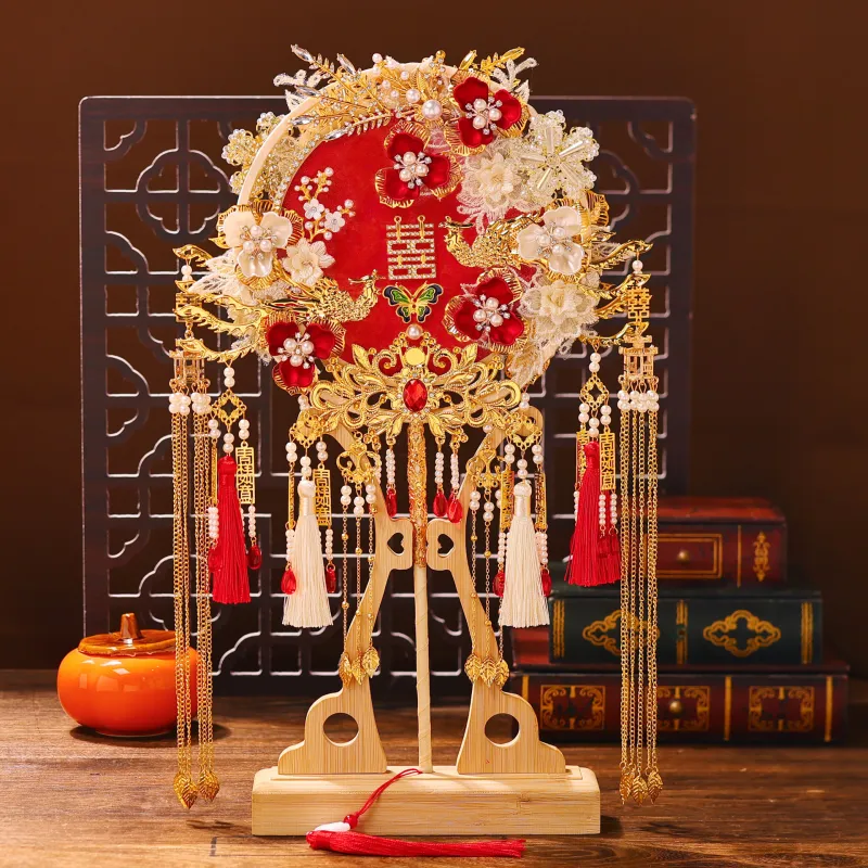 Snow Bunches Traditional Chinese Style Handcrafted Premium Face Shielding Joy Fan-2