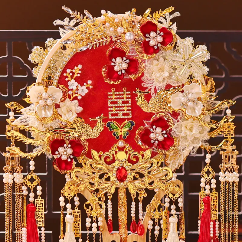 Snow Bunches Traditional Chinese Style Handcrafted Premium Face Shielding Joy Fan-7