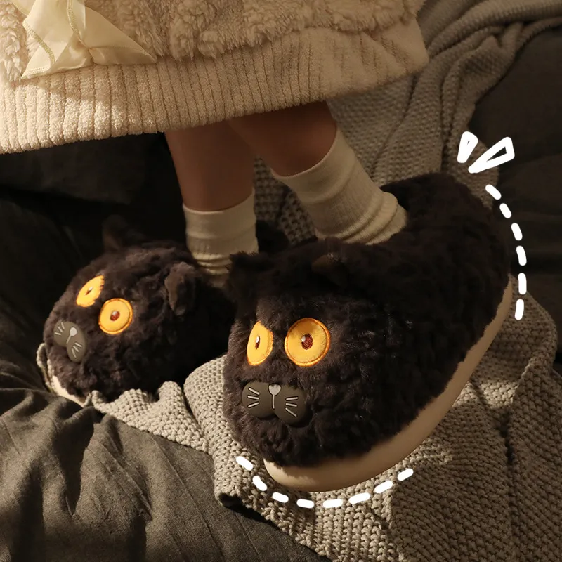 JINGEYU Winter Cartoon Insulated Cotton Slippers Indoor Home Cute Students Warm Velvet Slippers-5
